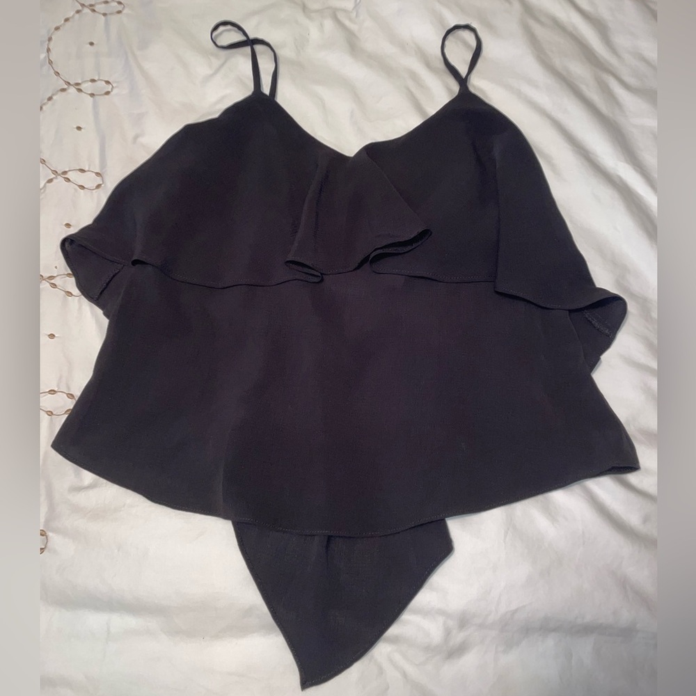 Sugarlips Flowy Black Tank Blouse with low cross back small